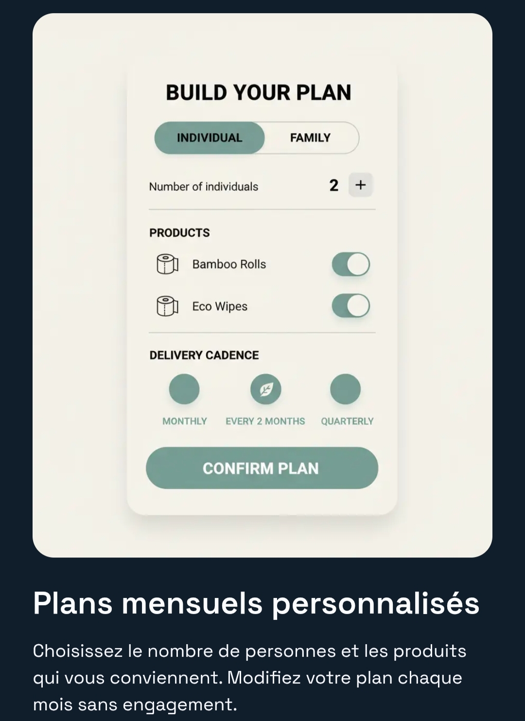 Build your plan interface